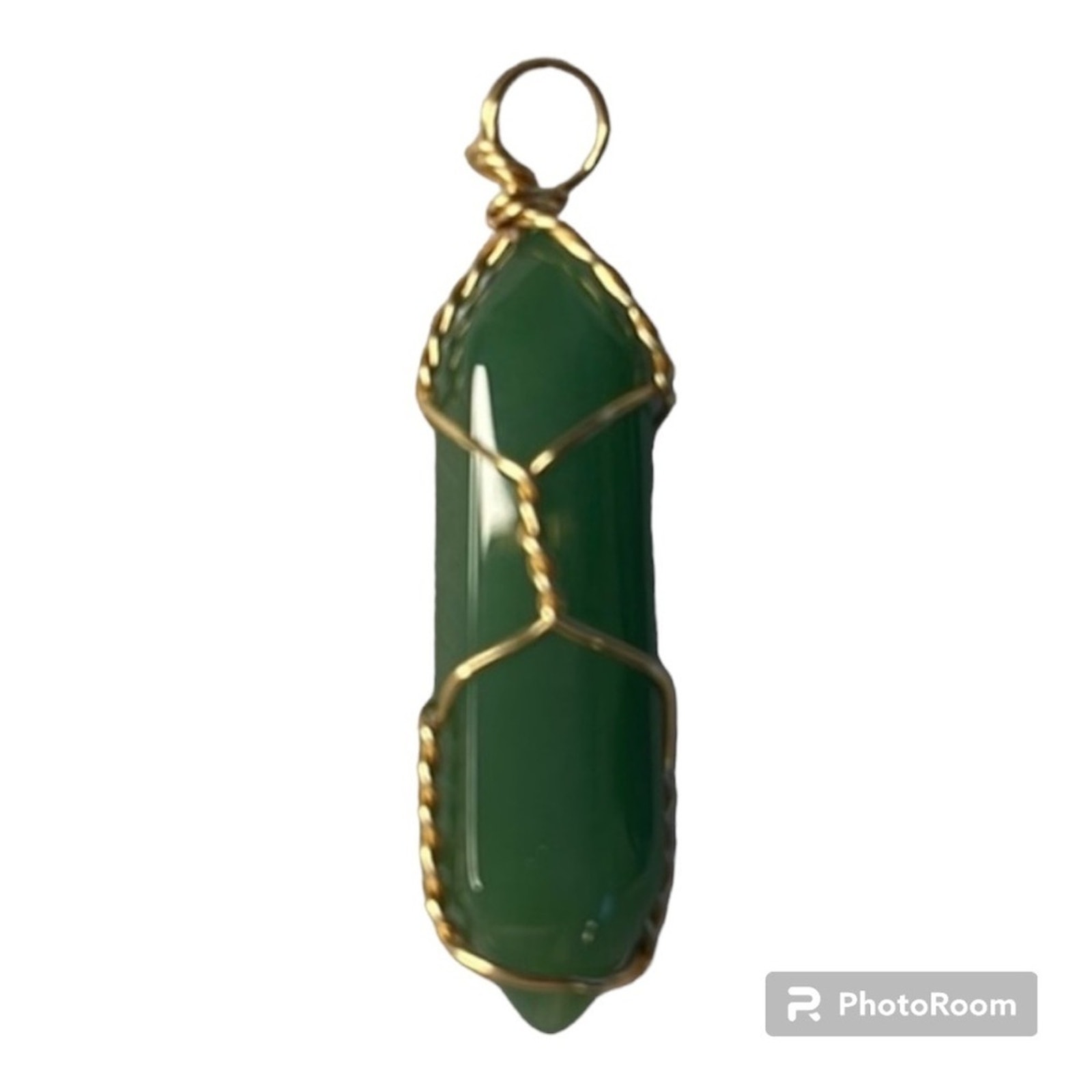 Hand Wound Adventurine Jade Hexagon Pendant Natural Stone Crystal 5$